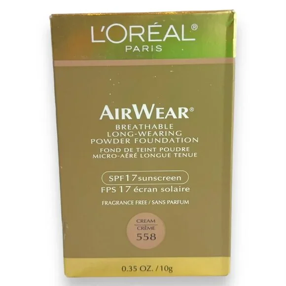 L'Oreal AirWear CREAM 558 Breathable Long-Wearing Powder Foundation SPF17 - Picture 1 of 5